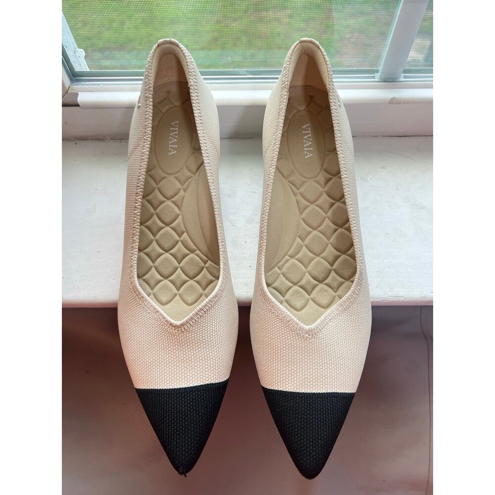 VIVAIA Scarlett Pointed Toe Kitten Heel in Ivory & Black Women’s Size 43 NWOT! - Picture 5 of 12